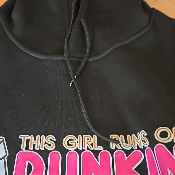Black Dunkin' Hoodie with Pink Logo - Picture 4 of 4